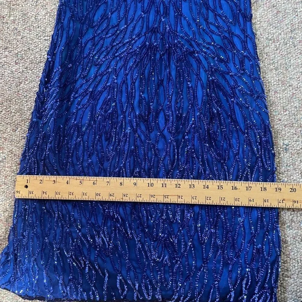 Vintage Sequin Beaded Silk Dress Glam 80s 1980s New Years Eve Holiday - Picture 11 of 12